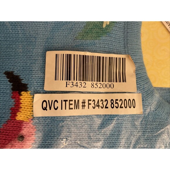 Quacker Factory Pink Flamingo Palm Tree Beach Sweater Sz Small Vacation Cruise - Picture 7 of 9